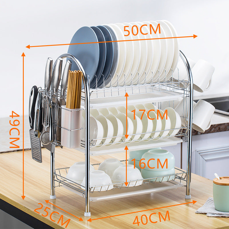 Multi-layer Floor Draining Bowl Rack Kitchen Shelf Countertop Dish Storage Knife And Fork Cabinet Dish Rack Storage Product
