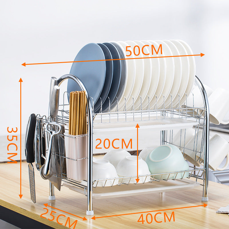 Multi-layer Floor Draining Bowl Rack Kitchen Shelf Countertop Dish Storage Knife And Fork Cabinet Dish Rack Storage Product