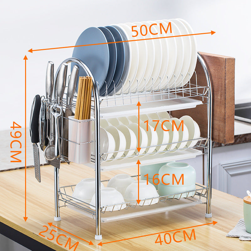 Multi-layer Floor Draining Bowl Rack Kitchen Shelf Countertop Dish Storage Knife And Fork Cabinet Dish Rack Storage Product