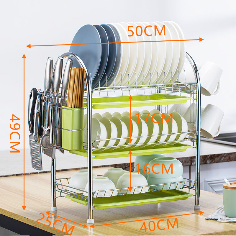 Multi-layer Floor Draining Bowl Rack Kitchen Shelf Countertop Dish Storage Knife And Fork Cabinet Dish Rack Storage Product