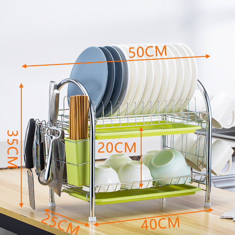 Multi-layer Floor Draining Bowl Rack Kitchen Shelf Countertop Dish Storage Knife And Fork Cabinet Dish Rack Storage Product