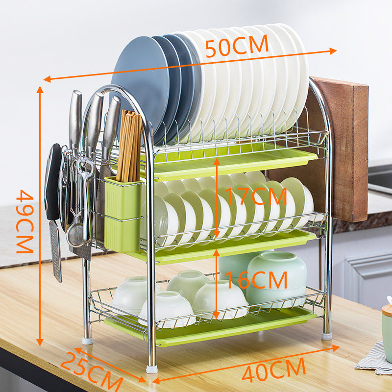Multi-layer Floor Draining Bowl Rack Kitchen Shelf Countertop Dish Storage Knife And Fork Cabinet Dish Rack Storage Product
