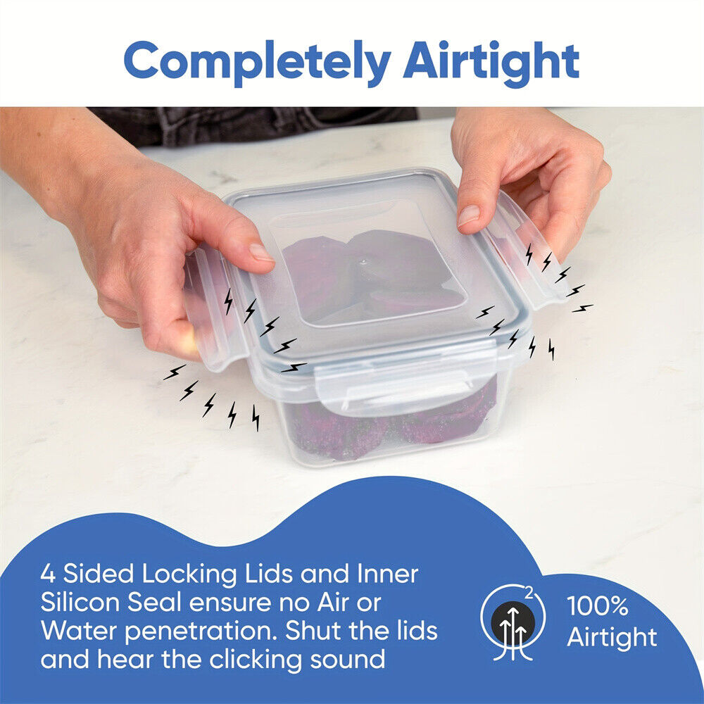 24X Clear Plastic Food Containers With Lids Microwave Freezer Safe Storage Boxes